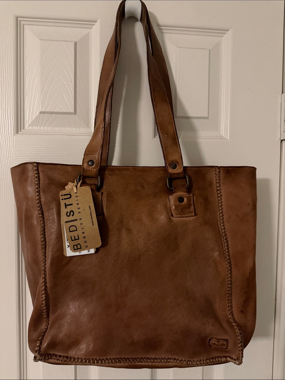 BED|STÜ Celindra LTC Distressed Leather Zip-Top Tote Bag (A - Picture 6 of 8